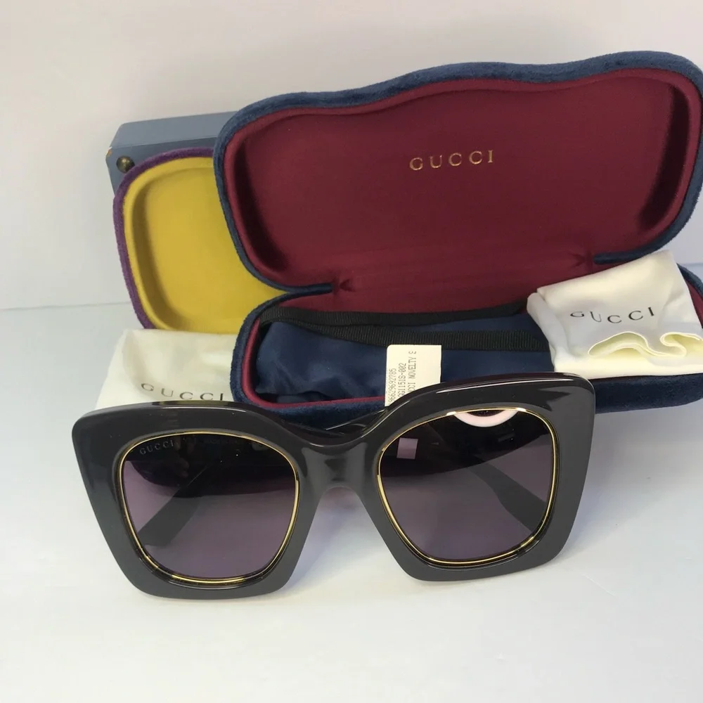 New Authentic Gucci GG1151S 002 51 Grey Violet Sunglasses - Picture 6 of 14